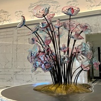 Fleur en verre de fer moderne sur mesure Art Decor Crafts Attrayant Tabletop Floor Debout Soufflé pour Hôtel Lobby Restaurant