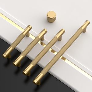 New T Bar Shape Furniture Hardware Supplies Kitchen Gold Cupboard Cabinet <strong>Drawer</strong> Door Cupboard Knurled <strong>Handles</strong> - Product Image 2