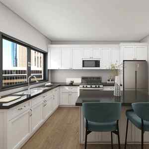 Ensemble de meubles de cuisine modernes au design gratuit, armoires de cuisine en bois blanc, contreplaqué MDF pour cuisine de villa, fabriqué en Chine - Product Image 1