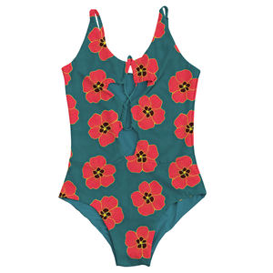 Costume da Bagno Intero Hawaiano per Donne, Bestseller con Spalline Regolabili, Design Floreale Personalizzato, <span class=keywords><strong>Bikini</strong></span> Traforato per Ragazze - Product Image 3