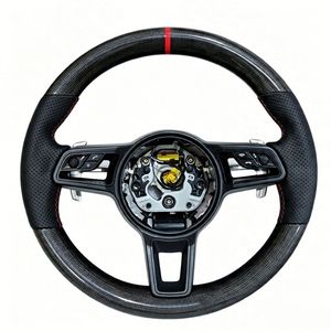 Volante Deportivo Mejorado de Cuero y Fibra de Carbono GT para <span class=keywords><strong>Porsche</strong></span> Panamera, Cayenne, <span class=keywords><strong>Macan</strong></span>, Cayman GT4, Boxster 718, 981, 911, 991, 991.2, 992 - Product Image 1