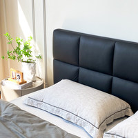 Lit suspendu en cuir véritable à bordures affinées, design minimaliste italien, tête de lit à profil fin, cuir de vachette pleine fleur, modèle 966 Chine