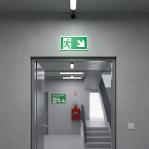 Uscita di emergenza verso il basso segno freccia destra-220 in alluminio luminescente * 120mm - Product Image 3