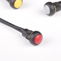 TOOWEI Interruptor de Botón Pulsador de 12mm 1NO Momentáneo y de Retención, Totalmente Sellado IP67, Precableado, de Plástico