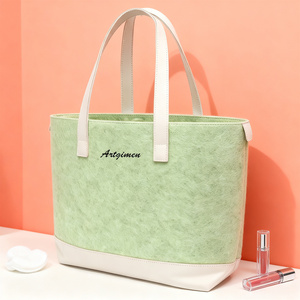 Sac fourre-tout minimaliste avec garniture en cuir PU pour femmes, grande capacité, sac à main en feutre durable pour le travail, vente en gros - Product Image 4