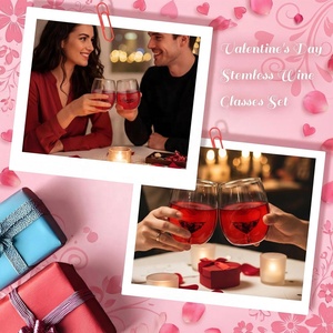 Verre à vin sans pied personnalisé de 450 ml, artisanal, résistant au lave-vaisselle, réutilisable, en verre borosilicate de haute qualité, avec décoration en forme de cœur confetti - Product Image 5