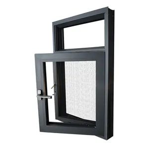Rumah kaca panel tunggal Jendela Casement aluminium tetap dengan bingkai Sub warna hitam