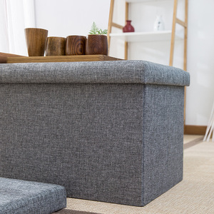 Space-Saving Linen Fabric Clothing <strong>Storage</strong> Ottoman Bench Foldable Seat Footrest Shoe Bench End of Bed <strong>Storage</strong> <strong>Stool</strong> <strong>With</strong> Lid - Product Image 4