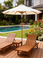 Parasol de terrasse robuste blanc avec manivelle et réglage d'inclinaison, idéal pour restaurant, café, marché, avec logo