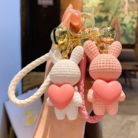 Porte-clés Pendentif Sac Cadeau en Résine, Motif Lapin Blanc Amoureux, Mignon et Créatif, pour Femme, Couple, Animal, Cœur, Lapin