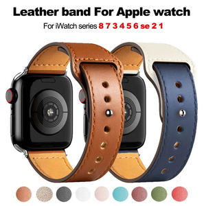 Pulsera de cuero CAOWTAN para iWatch Series 7 6 <span class=keywords><strong>Se</strong></span> 5 <span class=keywords><strong>4</strong></span> 3 44mm 40 42mm 38mm correa de cuero para <span class=keywords><strong>Apple</strong></span> <span class=keywords><strong>Watch</strong></span> Band 45mm 41mm - Product Image 4