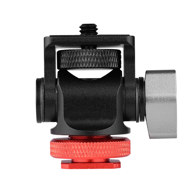 Aluminum Alloy Red/Silver Universal Camera Monitor Mount with Cold Shoe Swivel 360 Tilt 180 Adjustable 5/7 Inch DSLR Field Use