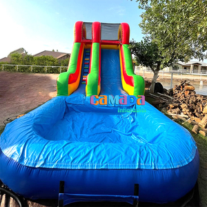 Toboggan aquatique gonflable arc-en-ciel coloré <span class=keywords><strong>avec</strong></span> <span class=keywords><strong>piscine</strong></span>, château gonflable commercial en PVC, toboggan aquatique gonflable populaire et abordable pour fêtes - Product Image 2