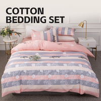 Parure de lit 4 pièces en coton 100% personnalisable avec motifs floraux, housse de couette et draps, tailles King Size, Queen Size, Full Size, ultra douce, vente en gros
