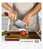 Couteaux à découper de boucher à motif marteau en acier inoxydable à haute teneur en carbone, ensemble de couteaux de cuisine de Chef serbe