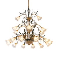 Lustre Vintage français abat-jour en verre transparent pour haut plafond duplex salon salle à manger Villa hôtel lumière décorative