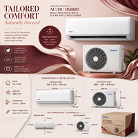AC Hybrid Tenaga Surya 9000 BTU DC Inverter Wall Split Pendingin Pemanas Bertenaga Surya 48V CE WIFI App Smart Rumah Tangga