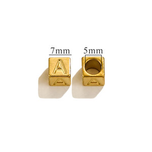 Perles d'espacement en acier inoxydable carrées de 7 mm avec initiales pour la fabrication de bijoux DIY, perles d'<span class=keywords><strong>alphabet</strong></span> à grand trou, accessoires - Product Image 2