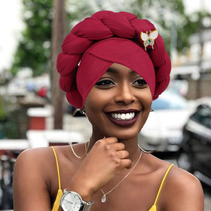 ผ้าโพกหัวแบบถักสไตล์ใหม่ ประดับลูกปัด สำหรับผู้หญิงชาวแอฟริกันชาวไนจีเรีย - Product Image 3