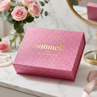 Coffrets cadeaux de brillant à lèvres rose personnalisés avec plastification mate couvercle rigide à rabat pour soins de la peau sérum crème pour le visage impression en relief