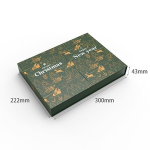 Green Christmas New Year Double Door <b>Calendar</b> Chocolate Mystery Blind Cosmetics Makeup Paper Gift Box Customizable - Product Image 4