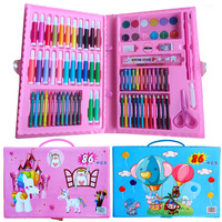 Ensemble de dessin et de peinture de 86 pièces, boîte personnalisée, emballage en plastique, matériau de couleur, type d'origine, écriture, ensemble d'art coloré pour enfants