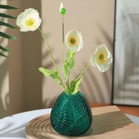 Grand vase en verre créatif à texture de feuilles nordiques, pour fleurs fraîches hydroponiques, salon, table à manger, table basse, style moderne et simple