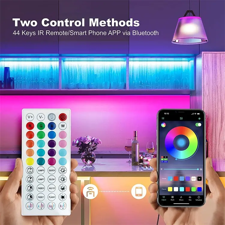 30m-5m 12v led ışık şerit 5050 RGB akıllı müzik sync APP Bluetooth uzaktan kumanda odası dekor işıkları led şerit işıklar ev için