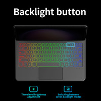 Casing Tablet magnetik portabel, pelindung HP dengan lampu latar, Keyboard tanpa kabel dapat diisi ulang untuk Samsung S7 +/ S8 +/ S9 + 12.4"