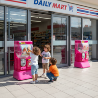 Distributeur automatique de jouets commercial monocouche de 60 à 150 pièces avec système de pièces et jetons, rose-rouge, garantie 1 an, vente chaude