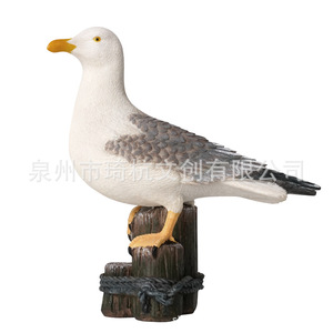 Sculpture de mouette en résines synthétiques peintes, ornement de jardin extérieur, décoration d'oiseau autoportante - Product Image 5