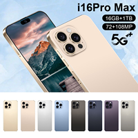 Teléfono Inteligente I16 Pro Max 5G al por Mayor, Desbloqueado, Deca Core, 16GB/1TB de Almacenamiento, Pantalla HD de 108MP, LTE/CDMA, OLED de 120Hz, Carga Rápida de 65W