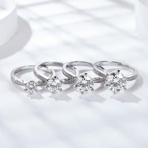 Anillo de moissanita de plata de ley S925 de 1 quilate, banda de boda romántica para mujer, regalo perfecto para novia, <span class=keywords><strong>prometida</strong></span> - Product Image 3