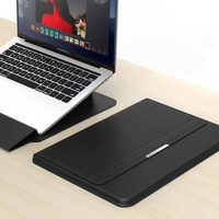 Étui pour ordinateur portable en cuir PU imperméable, pochette pour ordinateur portable, sac pour Macbook M1 M2 12/13/14/15 pouces, étui pour ordinateur portable avec support