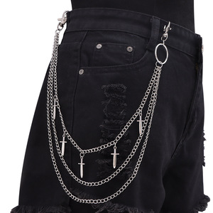 Multi Layer Metal Waist <b>Chain</b> With Sword Pendant Zinc Alloy Fashion Body <b>Chain</b> For Casual Wear - Product Image 2