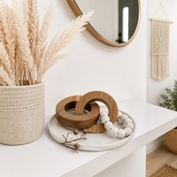 Guirlande de perles en bois en forme d'ananas, style Art déco moderne, à 2 maillons entrelacés, sculpture décorative pour table basse, étagère, maison