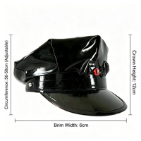 Chapeau de capitaine en similicuir noir en gros, vierge, pour cosplay DIY, unisexe