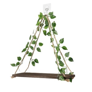 Nordic Style Triangular Wall <b>Shelf</b> With Led Lights And Vines Decorative For Living Room <b>Bedroom</b> - Product Image 3