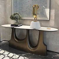 Table console moderne de luxe en métal convertible pour l'entrée rangement côté irrégulier personnalisé pliable pour villa salon
