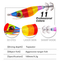 Leurre de crevettes en bois Squid Jig Crevettes lumineuses en PVC fluorescent avec crochet 2.5 # pour la pêche dans les rivières et les lacs