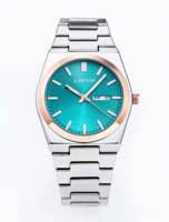 Montre pour homme en acier inoxydable avec verre saphir, affichage de 41,5 mm, aiguilles lumineuses, résistance à l'eau de 5 bars