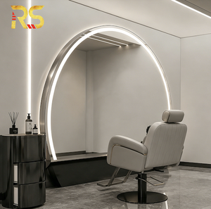 Espejo LED Redondo Moderno de Acero Inoxidable para Montar en la Pared, con Interruptor Táctil y Cambio de Temperatura de Color, para Salón de Belleza - Product Image 3