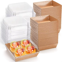 Petites boîtes à charcuterie avec couvercles transparents, boîtes à pâtisserie en papier de 5 pouces, boîte à dessert, contenants alimentaires jetables à emporter pour gâteaux