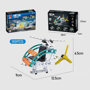 Artículos de 1 dólar, 99 piezas de autoensamblaje, modelo de Metal, bloques de construcción, avión, helicóptero, estructuras de juguete, <span class=keywords><strong>juegos</strong></span> meccanoed de helicóptero - Product Image 2