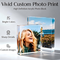 Commande en gros de blocs rectangulaires en acrylique personnalisés avec logo, impression UV photo, sur pied, pour décoration de bureau, souvenir, Fujian