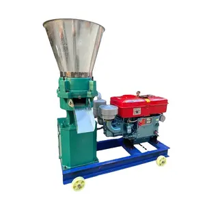 Electric diesel fuel engine driven belts poultry animal food mill making production line feed pellet processing machines