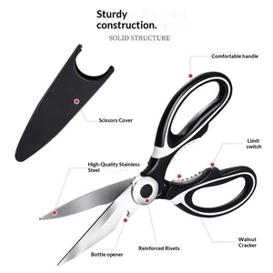 <span class=keywords><strong>Ciseaux</strong></span> multifonctionnels en acier inoxydable robuste noir/argent <span class=keywords><strong>pour</strong></span> la <span class=keywords><strong>cuisine</strong></span>, la couture, l'artisanat et l'art - Product Image 2