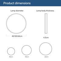 Plafonnier LED en profilé aluminium, dimmable, rond, ultra fin, grand luminaire moderne d'intérieur, télécommande/interrupteur pour chambre à coucher, salon