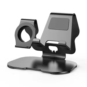 2 In 1 Adjustable Stasiun Pengisian Universal Desktop Dudukan Telepon Ponsel Berdiri untuk Apple Watch