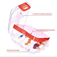Kotak Organizer Pil Portabel 8 Grid untuk Dompet Perjalanan, Kotak Obat Berkapasitas Besar Dua Lapis